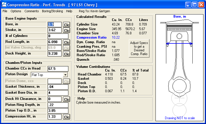 Compression Ratio Calculator Main Screen