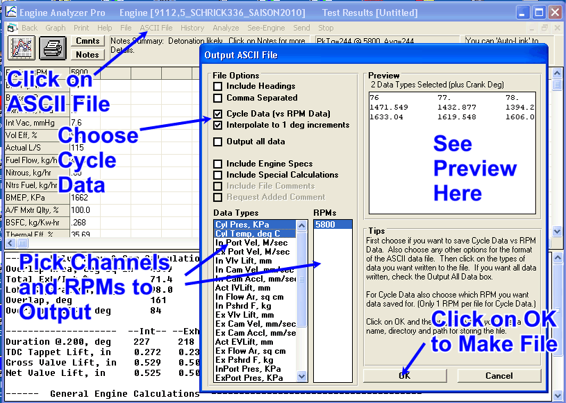 Options to Export Cycle Data